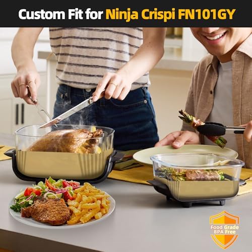 Air Fryer Liners Disposable for Ninja Crispi Air Fryer, 260Pcs Ninja Crispi FN101GY Air Fryer Accessories for 4 QT & 6 Cup Glass Container, Non-Stick Square Food Grade Parchment Paper Liners Unbleach