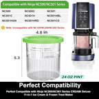 For Ninja Creami Deluxe Pint and Lids 24oz Replacement Ice Creanm Containers Compatible with NC501, NC500 Series Ice Cream Maker Leakproof Reusable Dishwasher Safe Set of 4