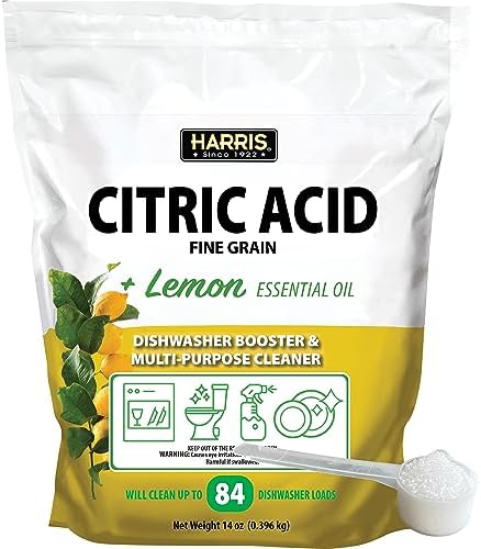 Harris Citric Acid Dishwasher Booster and Multipurpose Cleaner, 14oz, Cleans 84 Dishwasher Loads, with Scoop Included