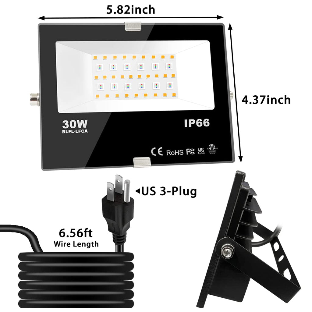 LED Flood Light Outdoor, 300W Equivalent 3000LM Smart RGB Landscape Lighting with APP Control, DIY Scenes - Timing - Warm White 2700K - Color Changing Uplight, IP66 Waterproof US Plug MELPO(4 Pack)