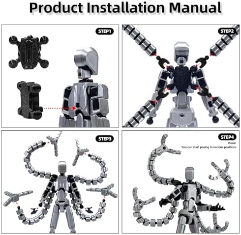 Already Assembled T13 Action Figure Accessories,Dummy 13 T13 Multi-Jointed Movable,for Collectors Desktop Decorations t-13 Movability 3D Printed Toys (Gray)