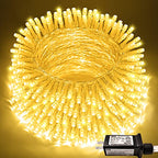 JMEXSUSS 200 LED Christmas String Lights Indoor Outdoor, Connectable Warm White Christmas Lights Clear Wire, 66 Ft Twinkle Fairy String Lights Plug in for Bedroom Wedding Christmas Tree Decorations