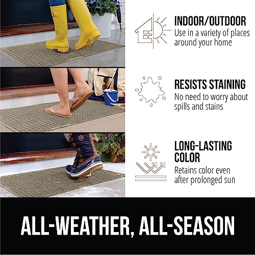 Gorilla Grip Ultra Absorbent Moisture Guard Doormat, Absorbs Up to 5.7 Cups of Water, Stain and Fade Resistant, Spiked Rubber Backing, All Weather Mats Capture Dirt, Indoor Outdoor, 35x23, Beige