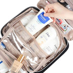 NISHEL Travel Toiletry Bag for women, Portable Hanging Organizer for Travel-Sized Shampoo, Conditioner, Brushes Set, makeup Accessories, Medium Size, Black