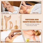 YMM 5-in-1 Wood Therapy Massage Tools for Body Shaping, Professional Lymphatic Drainage Massager, Maderoterapia Kit, Anti Cellulite Massage Roller Body Sculpting Tools Set (Utility Type)