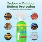 BugMD Vamoose Rodent Repellent Pouches (4 Pack, 16 Pouches) and BugMD Peppermint Oil Spray for Rodents - 16oz Bundle