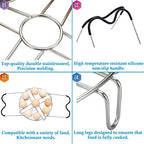 Steamer Cooling Rack Trivet Accessory Set, Include 9-holes Egg Steamer Cooking Rack with Heat Resistant Silicon Handles & Compatible for 6, 8 Quart Pressure Cooker Trivet, Instant Pot Accessories