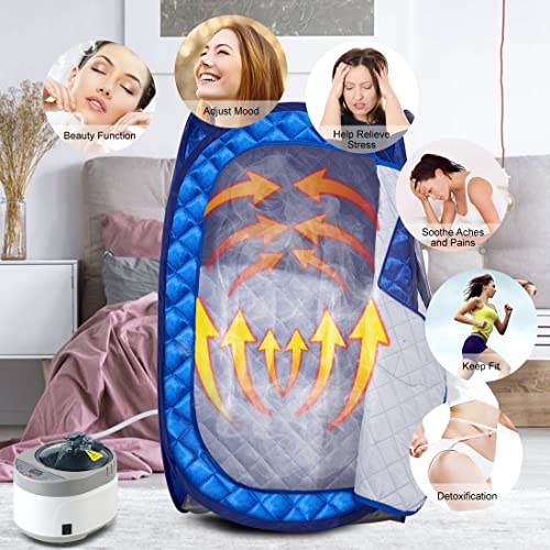 Portable Sauna Tent, Foldable One Person Full Body Spa for Detox Therapy Without Steamer- Blue
