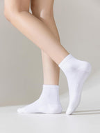 Womens White Ankle Socks Thin Cotton Gym Socks Athletic Mini Crew Socks 5-9