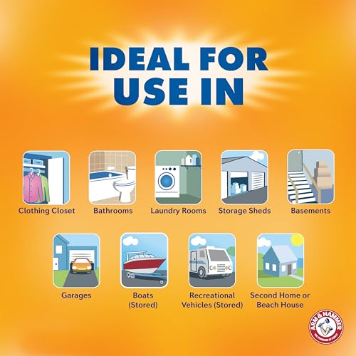 Arm & Hammer Hanging Moisture Absorber and Odor Eliminator, 16.1 oz., 6 Pack, Fragrance Free, Moisture Absorbers for Closet and Small Rooms, Long-Lasting Freshness