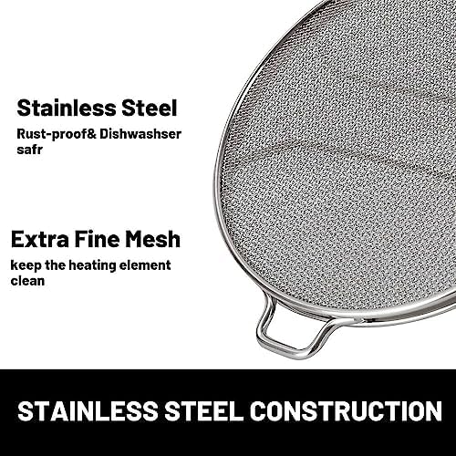 2PCS Splatter Shield for Ninja Foodi IG651, Replacement Stainless Steel Splatter Screen Air Fryer Accessories for Ninja Foodi Smart XL Pro 7-in-1 Indoor Grill, IG600, IG601, IG651