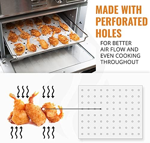 Parchment Baking Paper for Air Fryer Toaster Oven 12 x 13, Non-Stick Liners for Toaster Countertop and Large Toaster Oven, Air Fryer Accessories for Gowise, Kitchenaid, Emeril, Ninja, Kalorik + More