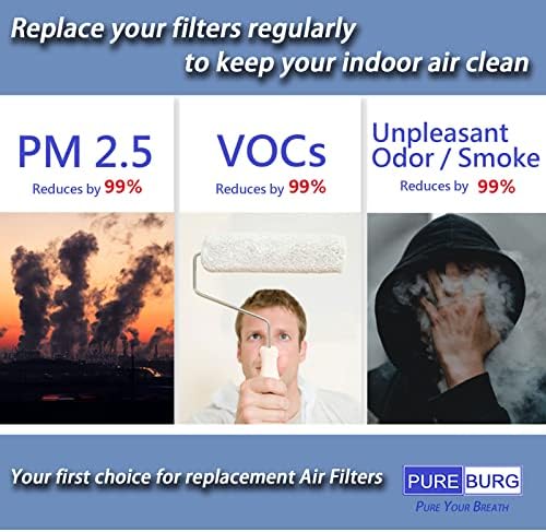 PUREBURG CAP-500FPK Replacement Filter Compatible with Cuisinart CAP-500 Air Purifier,2-Pack(4 Filters) H13 HEPA 3-Stage Filtration Activated Carbon 2-in-1