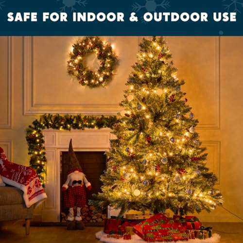 Joiedomi Clear Christmas Lights Outdoor, 200(2x100) Counts 45FT Christmas Tree Lights Indoor, Warm White String Lights, Green Wire Xmas Lights Decorations for Holiday Event Wedding Party Decor