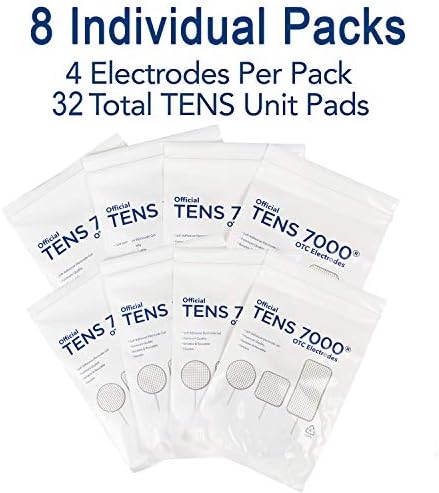 TENS 7000 Official TENS Unit Replacement Pads, 32 Pack, 16-2" X 2", 16-2" X 4" Electrode Pads Compatible with Most TENS Machines Replacement Electrodes Pack
