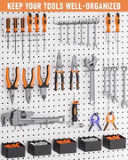 INCLY 278PCS Pegboard Accessories Organizer Kit, Peg Board Hooks Assortment with Bins for Organizing Various Tools, Fit 1/8 or 1/4 inch Pegboard for Hanging Storage, Garage Wall Attachments