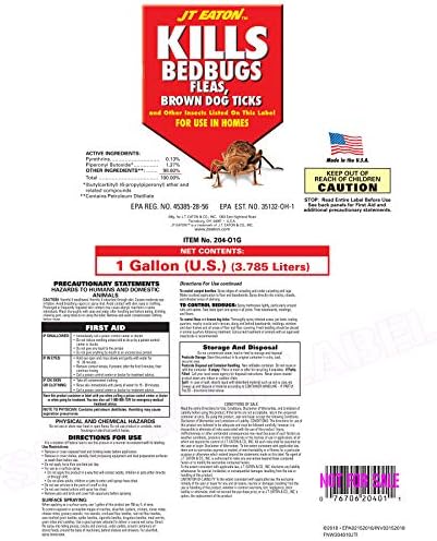 JT Eaton Kills Bedbugs 204-O1G Bed Bug Killer Ultra, Non-Staining Oil Based Insect Spray for Indoors (1 gal)