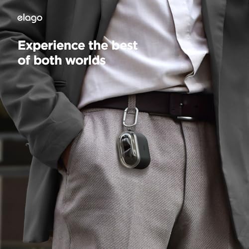 elago Compatible with Samsung Galaxy Buds 3 Case & Galaxy Buds 3 Pro Case, Duo Case with Carabiner, Premium Silicone + TPU Cover, Wireless Charging, Headphone Accessories, for Men, for Women (Black)