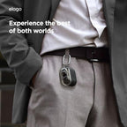 elago Compatible with Samsung Galaxy Buds 3 Case & Galaxy Buds 3 Pro Case, Duo Case with Carabiner, Premium Silicone + TPU Cover, Wireless Charging, Headphone Accessories, for Men, for Women (Black)