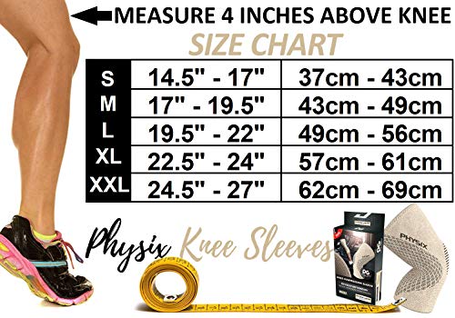 PHYSIX GEAR Knee Support Brace - Premium Recovery & Compression Sleeve for Meniscus Tear, ACL, MCL Running & Arthritis - Best Neoprene Stabilizer Wrap for Crossfit, Squats & Workouts -Single Beige XL
