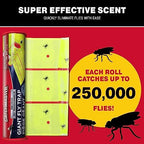 Catchmaster Giant Fly Glue Trap 3-Pack 30 Feet Each, Adhesive Fly Traps Outdoor, Sticky Bug Catcher, Bulk Flying Insect Paper Roll, Pet Safe Pest Control for Garage, Barn, Greenhouse & Garbage Room