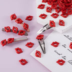 PAGOW 200Pcs Flatback Lip Pendent, Acrylic Red Gloss Sexy Kiss Charm for Valentine's Day Decoration Jewelry Making Findings DIY Phone Case Nail Scrapbook Craft Art Accessories