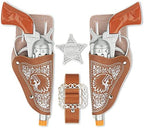 Cowboy Toys Set, 6Pieces Brown Adjustable Cowboy Gun Belt and Holster for Kids, Vintage Dress-up Accessories Costume for Halloween