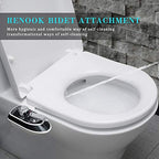 RENOOK Fresh Water Bidet Attachment for Toilet - Self Cleaning Dual Nozzle Sprays Hot & Cold Water – Non Electric Bidet Toilet Seat Attachment - Toilet Washer Bidet Seat for Female & Male Hygiene.