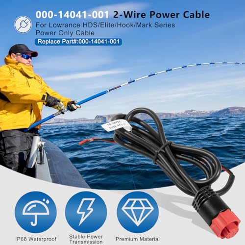 [Upgraded Version] 000-14041-001 HDS/Elite/Hook Power Cable Replacement, 3 Foot, 2-Wire Power Only Fits for Lowrance HDS, Elite FS, Elite Ti2, Hook, Mark