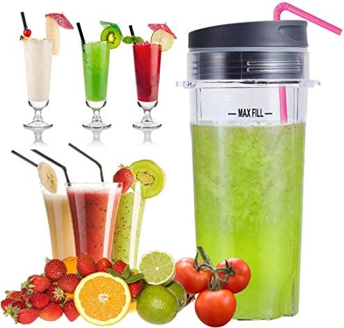 Replacement Parts for Nutri Ninja, 6Fin Blender Male Blade and cups Set for Blender BL660 BL770 BL780 BL740 etc. (5-pack)