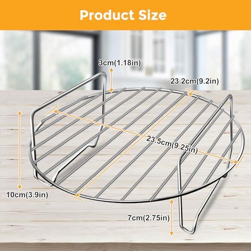 Air Fryer Basket for Ninja Foodi FD302 FD401 OS101 OS301 FD305CO OS401, Replacement 9.2''*9.2'' Stainless Steel Air Fryer Accessories Roasting Steamer Grill Racks, Dishwasher safe
