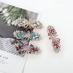 inSowni 4 Pack Luxury Glitter Sparkly Jeweled Gems Korean Decorative Crystal Rhinestone Flower Strong Metal French Barrettes Snap Alligator Hair Clips Headpieces Accessories for Women Girls