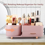 Makeup Organizer for Vanity, Cosmetic Display Case with Drawers, Fits Makeup, Skincare Products, Brushes, Lipsticks, and Other Accessories, Versatile Storage Solution (Pink)