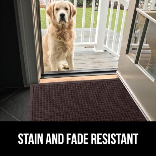 Gorilla Grip Ultra Absorbent Moisture Guard Doormat, Absorbs Up to 6 Cups of Water, Stain and Fade Resistant, Spiked Rubber Backing, All Weather Mats Capture Dirt, Indoor Outdoor, 47x35, Coffee