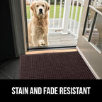 Gorilla Grip Ultra Absorbent Moisture Guard Doormat, Absorbs Up to 1.7 Cups of Water, Stain and Fade Resistant, Spiked Rubber Backing, All Weather Mats Capture Dirt, Indoor Outdoor, 29x17, Coffee