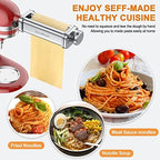 Pasta Maker Attachment Set for KitchenAid Stand Mixers,Stainless Steel Pasta Sheet Roller,Spaghetti & Fettuccine Cutters Accessories plus Dough Scraper