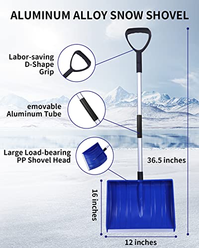 Snow Shovel for Removal for Driveway, for Car Home Garage Garden Kids Large Snow Shovel, 52-Inch Portable Snow Shovel for Garden, Car, Camping