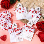 Lyrow 12 Pcs Valentines Hair Scrunchies Headband Gymnastic Hair Tie Rainbow Gilding Heart Ballet Hair Accessories Headband for Girl with Cards Dance Valentines Women Ballerina Dancer Gift (Deep Red)