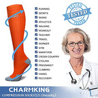 CHARMKING Compression Socks for Women & Men (8 Pairs) 15-20 mmHg Graduated Copper Support Socks are Best for Pregnant, Nurses - Boost Performance, Circulation, Knee High & Wide Calf (L/XL, Multi 15)