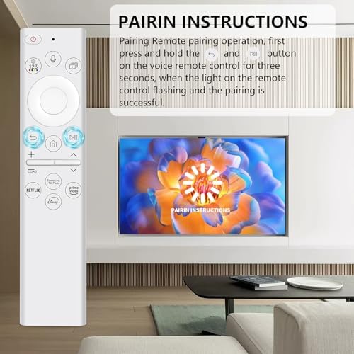 BN59-01391A Solar Voice Remote Replacement for Samsung Frame TV Remote with Bluetooth Rechargeable Solar Cell, for Samsung 2021-2023 Smart TVs Ultra HD 4K 8K Neo QLED UHD, 4 Shortcut Buttons, White