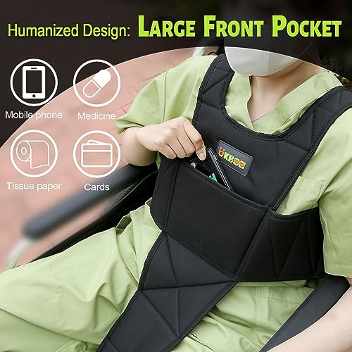 UKBOO Wheelchair Seatbelt - Safety Belt with Large Chest Pocket, Anti-Slip & Adjustable Design - Wheelchair seat Belt Ideal for Elderly and Disabled - Safety Belt for Elderly - Wheelchair Accessories