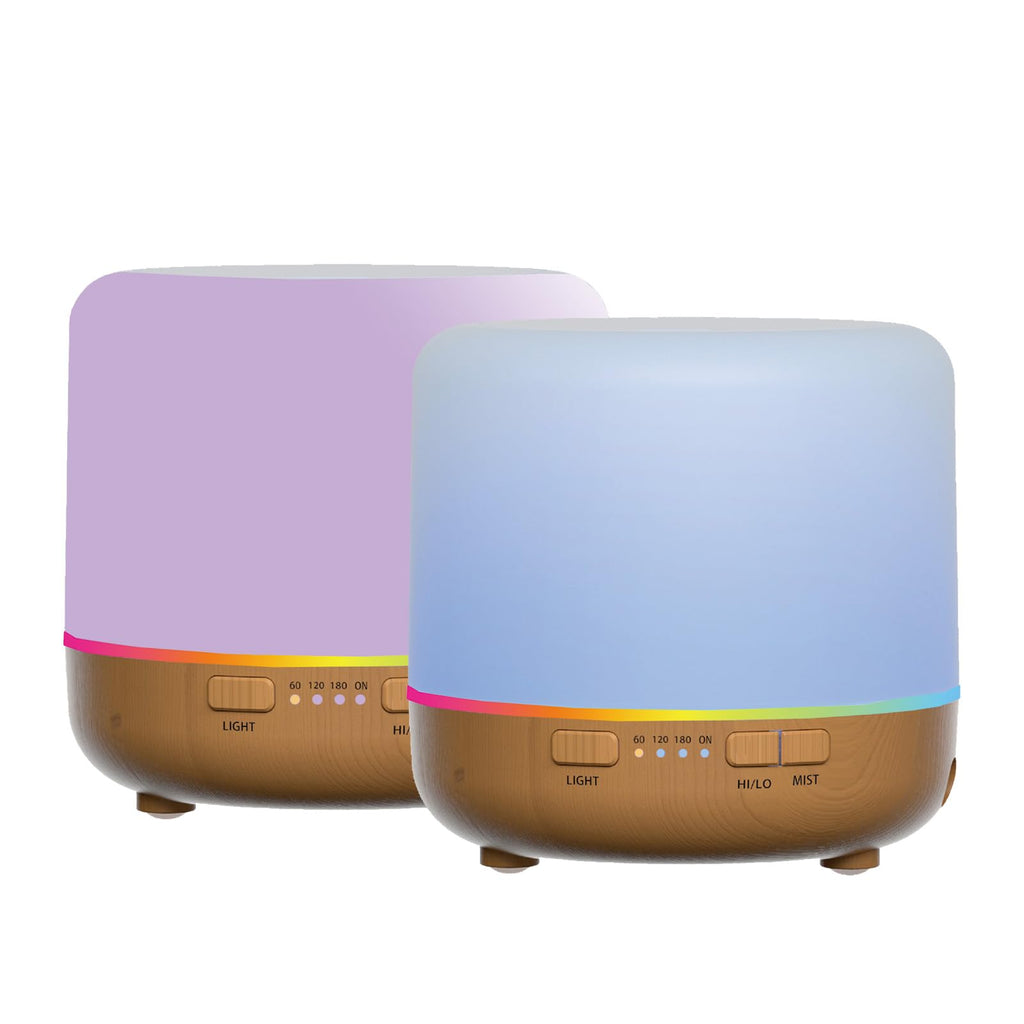 Scent Essential Oil Diffuser 2 Pack Max 200 ML Ultrasonic Cool Mist Humidifiers and Aromatherapy Diffuser 2in1 Have 7-Colour, Night Light Auto Shut-Off Suitable for Office Home Bedroom Office（Yellow）