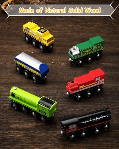 SainSmart Jr. Wooden Train Set Accessories, Magnetic Toy Car Set (10 PCS), Compatible with All Major Brands, Gift for Toddlers, Boys, and Girls Aged 3+