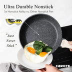 CAROTE Nonstick Frying Pan Skillet,Non Stick Granite Fry Pan Egg Pan Omelet Pans, Stone Cookware Chef's Pan, PFOA Free,Induction Compatible(Classic Granite, 8-Inch)