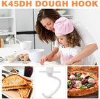 K45DH Coated Dough Hook for Kitchenaid Mixer, Accessories and Attachments for K45 K45SS KSM90 KSM150 Fits Kitchen Aid Tilt-Head Stand Mixer Bowls For 4.5-5 Quart Bowls