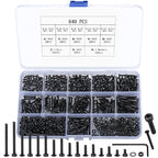 840 Pcs M2.5 Small Metric Screws with Nuts, Hex Socket Head Cap and Nut Assortment Kits, Carbon Steel Replacement Machine Fastener Screws and Bolts Nuts (M2.5 840 Black)