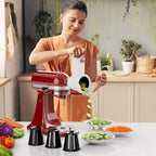 Slicer Shredder Attachment for Kitchen Aid Stand Mixer, Cheese Grater Attachment for Kitchen Aid Stand Mixer, Salad Maker Accessory for Kitchenaid, Vegetable Slicer Accessories with 3 Blades