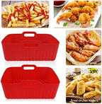 WMKGG Silicone Air Fryer Liners, 2PCS Reusable Rectangular Air Fryer Silicone Liners, Non-Stick Air Fryer Basket Accessories for Ninja Foodi Dual Air Fryer DZ201/DZ401 8-10QT