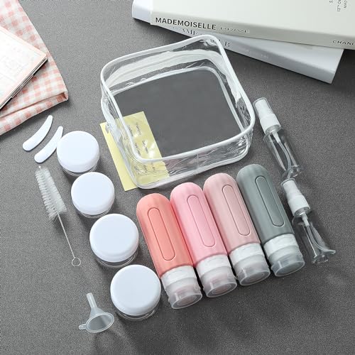 16 Pack Travel Bottles Set for Toiletries, Leakproof Travel Containers for Toiletries TSA Approved Silicone Travel Accessories Squeezable Refillable 3oz for Shampoo Conditioner Lotion