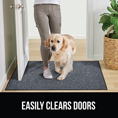 Gorilla Grip Waterproof Heavy Duty Traffic Guard Doormat, Stain and Fade Resistant, Durable Rubber, Low Profile Door Mat, Shoe Scraper, Welcome Mats for Entry, 35x23, Gray